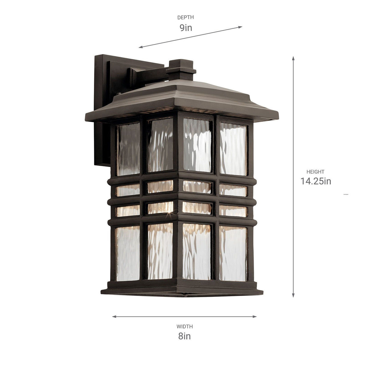 Kichler Beacon Square 8in 1-Light Outdoor Wall Light | Arts & Crafts Olde Bronze and Clear Hammered Glass | Entryway & Covered Patio | Model 49830OZ