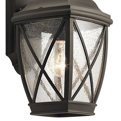 Kichler Tangier 8in 1-Light Outdoor Wall Sconce | Rustic Olde Bronze and Clear Seeded Glass | Covered Patio & Entryway | Model 49841OZ