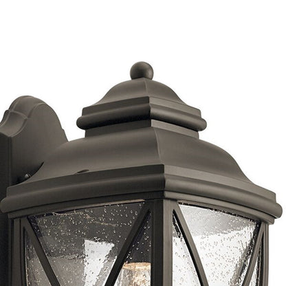 Kichler Tangier 8in 1-Light Outdoor Wall Sconce | Rustic Olde Bronze and Clear Seeded Glass | Covered Patio & Entryway | Model 49841OZ