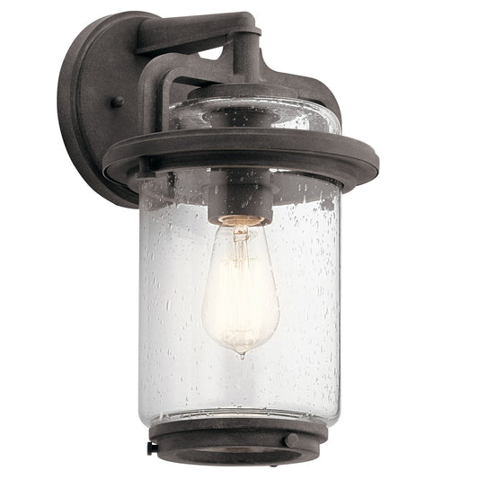 Kichler Andover Medium 14in 1-Light Outdoor Wall Light | Weathered Zinc Steel | Covered Patio & Entryway | 8.75 x 8 x 14 in | Model 49865WZC