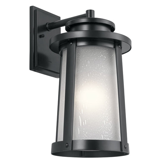 Kichler Harbor Bay 12in 1-Light Outdoor Wall Sconce | Transitional Black Finish | Entryway & Covered Patio | 12 x 9.5 x 18.5 in | Model 49919BK