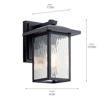 Kichler Capanna Small Outdoor 1-Light Wall Sconce | Textured Black Aluminum | Covered Patio & Entryway | 6.5 x 7.75 x 10.25 in | Model 49924BKT