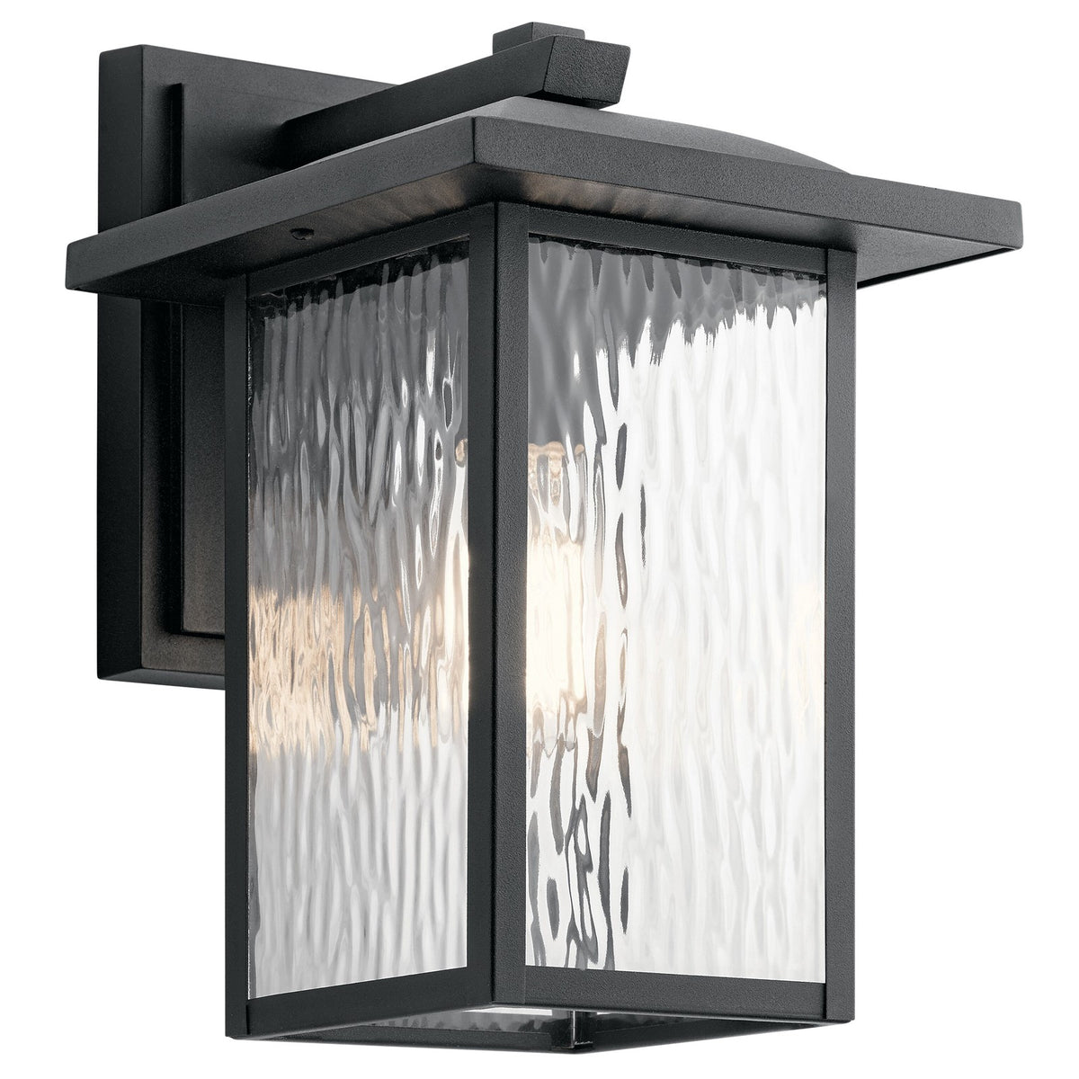 Kichler Capanna Medium 13in 1-Light Outdoor Wall Light | Transitional Textured Black | Covered Patio & Entryway | 8.5 x 10 x 13.25 in | Model 49925BKT
