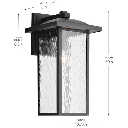 Kichler Capanna 1 Light Outdoor Wall XL, Textured Black/Clear Water