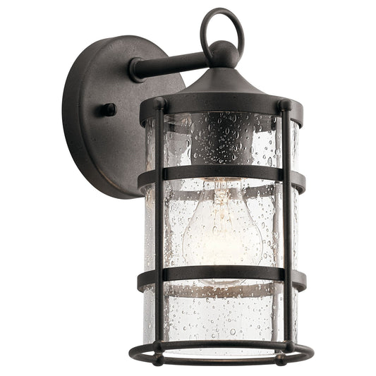 Kichler Mill Lane 6in 1-Light Outdoor Wall Sconce | Anvil Iron | Covered Patio & Entryway | 6 x 7 x 10 in | Model 49960AVI