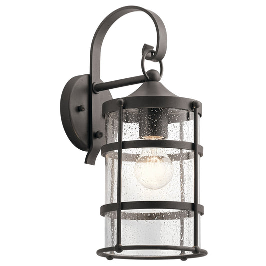 Kichler Mill Lane Medium 1-Light Outdoor Wall Sconce | Transitional Anvil Iron | Entryway & Covered Patio | 7 x 9 x 16 in | Model 49961AVI