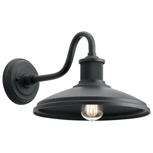 Kichler Allenbury 17in 1-Light Outdoor Wall Sconce | Rustic Textured Black | Covered Patio & Entryway | 17 x 12 x 9 in | Model 49980BKT