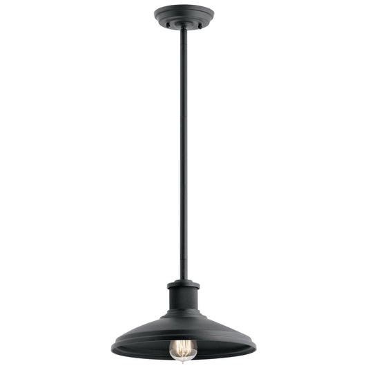 Kichler Allenbury 12in 1-Light Outdoor Semi-Flush Mount | Rustic Textured Black Steel | Covered Patio & Entryway | 12 x 12 x 7 in | Model 49982BKT