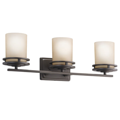 Kichler Hendrik 24in 3-Light Vanity Light | Olde Bronze and Light Opal Glass | Bathroom & Hallway | 24 x 8 x 6.5 in | Model 5078OZ