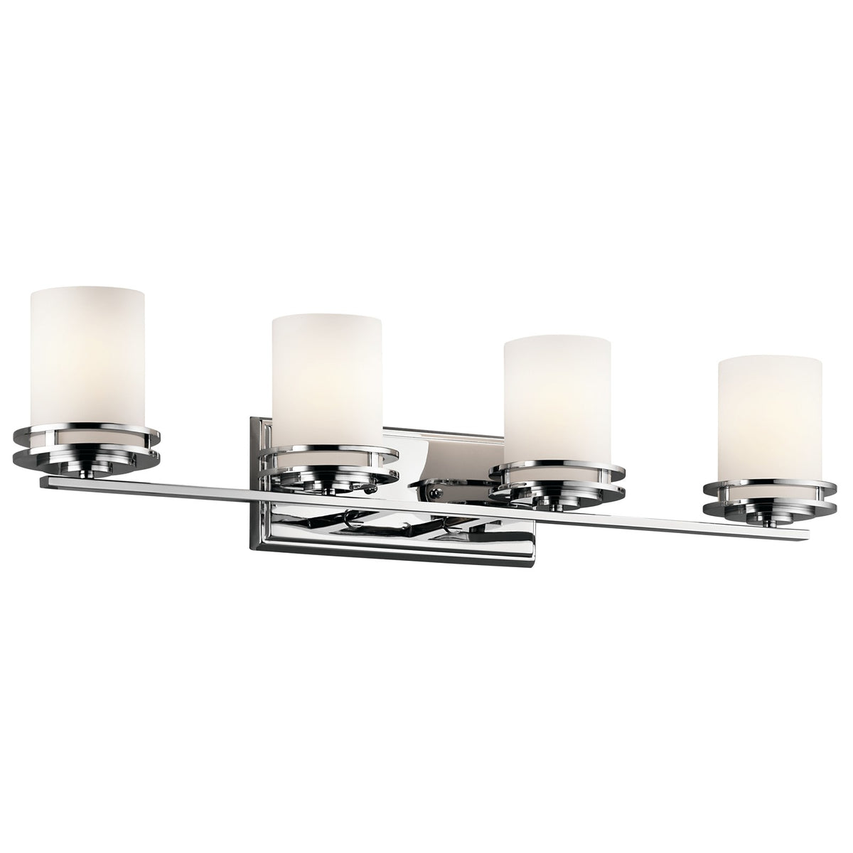 Kichler Hendrik 33.75in 4-Light Vanity Light | Chrome and Satin Etched Cased Opal Glass | Bathroom & Powder Room | 33.75 x 7.75 in | Model 5079CH