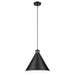 Kichler Zailey 1 Light Cone 14.25" Pendant, Black - 52177BK