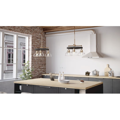 Kichler Eastmont 23in 3-Light Chandelier | Vintage Industrial Polished Nickel Steel and Clear Glass | Dining Room & Living Room | 23 x 23 | Model 52402PN