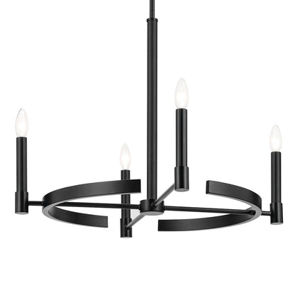 4 Light 20.25" Chandelier Small Chandelier, Black