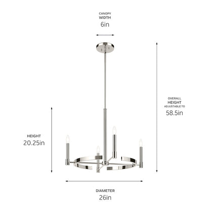 4 Light 20.25" Chandelier Small Chandelier, Nickel