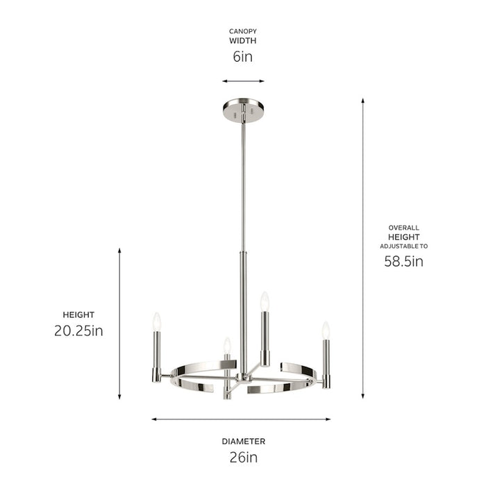 Kichler Tolani 4 Light Round 20.25" Chandelier 1 Tier Small, Nickel