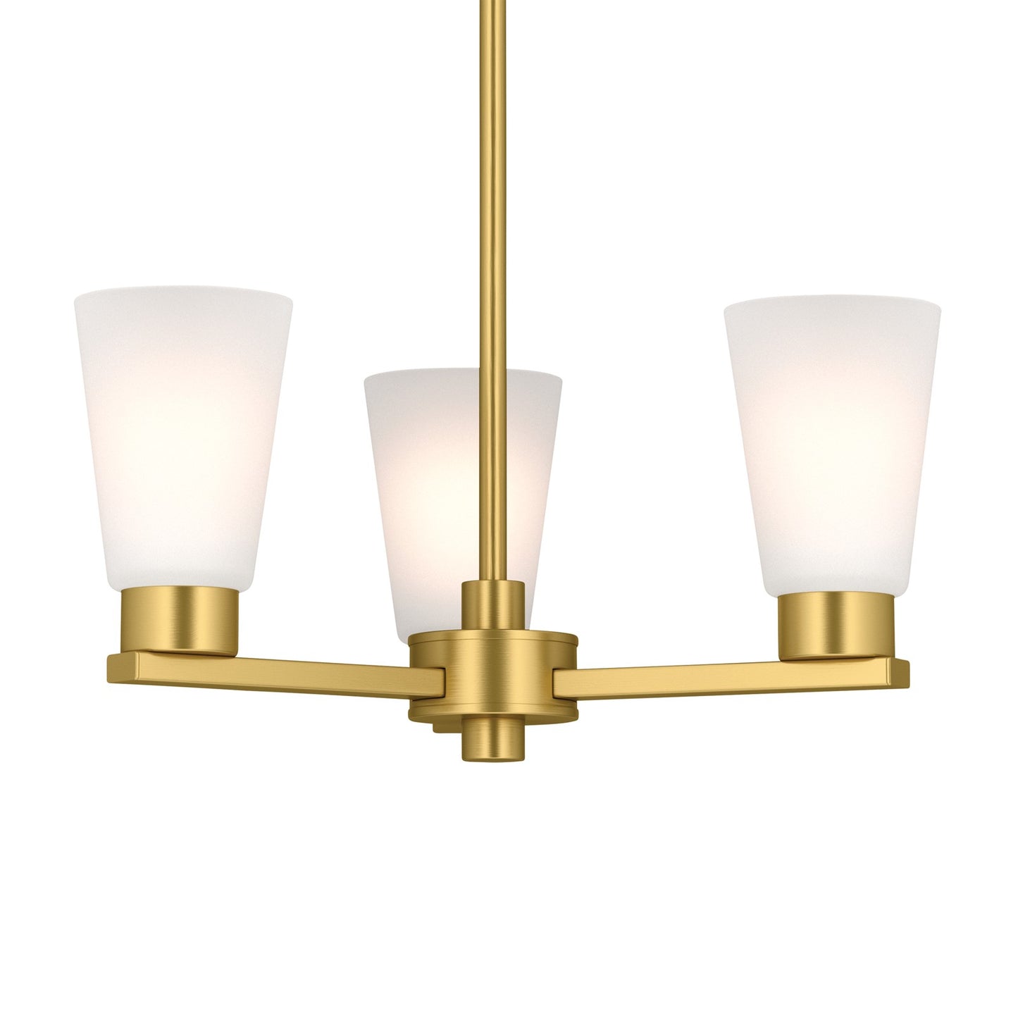 Kichler Stamos 18in 3-Light Chandelier | Modern Brushed Gold Steel and Clear Satin Etched Glass | Dining Room & Living Room | 15.5 in H | Model 52435BG