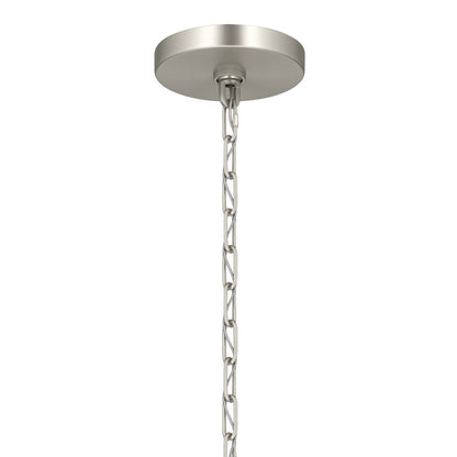 Kichler Stamos 18in 3-Light Chandelier | Modern Brushed Nickel Steel and Clear Glass | Dining Room & Living Room | 15.5 in H | Model 52435NICLR