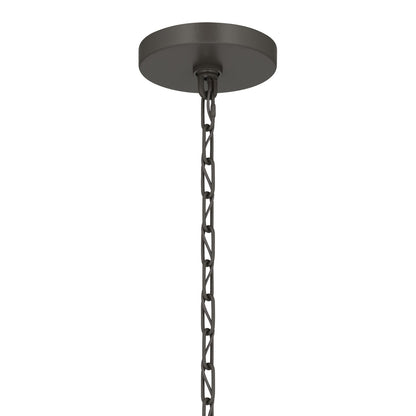 Kichler Stamos 18in 3-Light Chandelier | Modern/Contemporary Olde Bronze Steel and Clear Satin Etched Glass | Dining Room & Living Room | Model 52435OZCLR