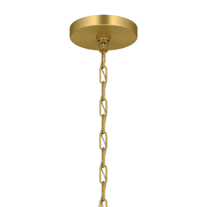 Kichler Stamos 24in 5-Light Chandelier | Modern/Contemporary Brushed Gold Steel and Clear Satin Etched Glass | Dining Room & Living Room | Model 52436BG