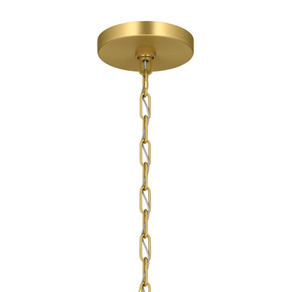 Kichler Stamos 24in 5-Light Chandelier | Modern/Contemporary Brushed Gold Steel and Clear Glass | Dining Room & Living Room | 24 x 24 x 15.5 in | Model 52436BGCLR
