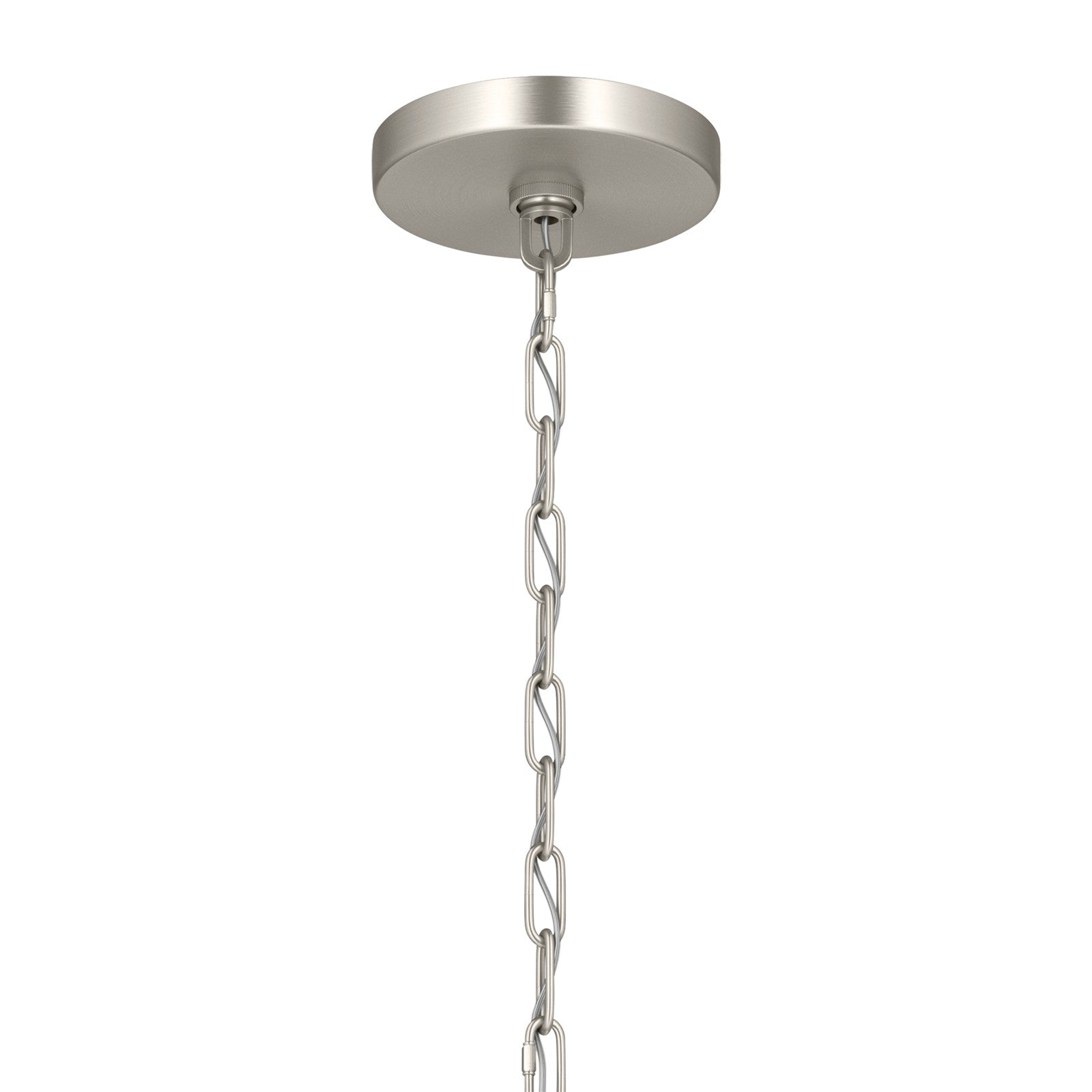 Kichler Stamos 24in 5-Light Chandelier | Modern Brushed Nickel Steel and Clear Satin Etched Glass | Kitchen Island & Dining Room | 24 x 24 x 15.5 in | Model 52436NICLR