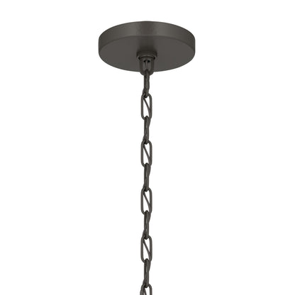 Kichler Stamos 24in 5-Light Chandelier | Modern Olde Bronze Steel and Clear Satin Etched Glass | Kitchen Island & Dining Room | 24 x 24 x 15.5 in | Model 52436OZCLR