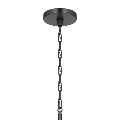 Kichler Stamos 24in 9-Light Chandelier | Modern Black Steel and Clear Glass | Dining Room & Living Room | 27in H | Model 52438BKCLR