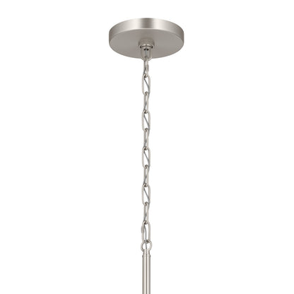 Kichler Stamos 24in 9-Light Chandelier | Modern Brushed Nickel Steel and Satin Etched Glass | Dining Room & Living Room | 27in H | Model 52438NI