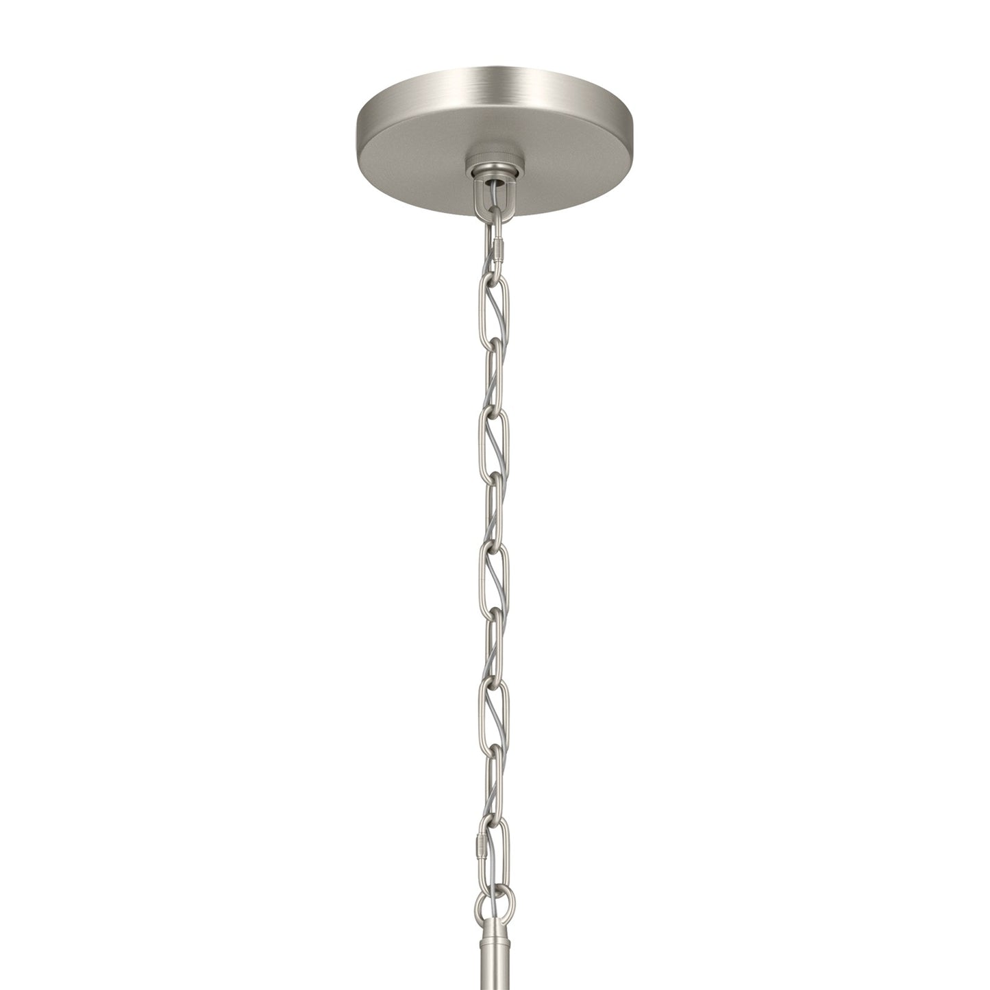 Kichler Stamos 24in 9-Light Chandelier | Modern Brushed Nickel Steel and Clear Glass | Dining Room & Living Room | 27 in H, 36 in Chain | Model 52438NICLR