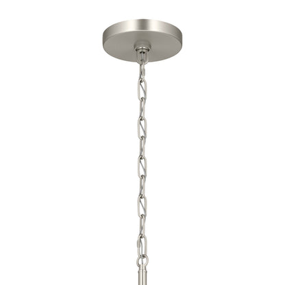 Kichler Stamos 24in 9-Light Chandelier | Modern Brushed Nickel Steel and Clear Glass | Dining Room & Living Room | 27 in H, 36 in Chain | Model 52438NICLR