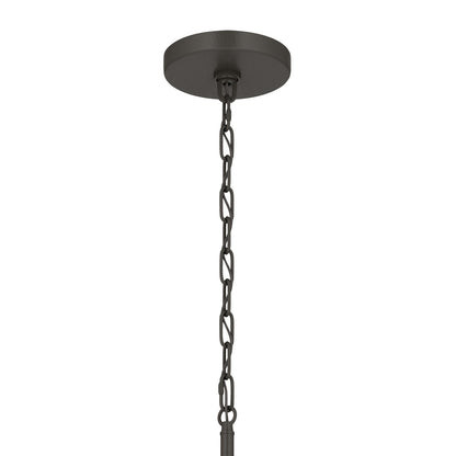 Kichler Stamos 24in 9-Light Chandelier | Modern Olde Bronze Steel and Satin Etched Glass | Dining Room & Living Room | 27 in H, 36 in Chain | Model 52438OZ