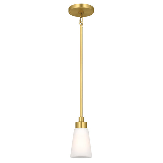 Kichler Erma 4in 1-Light Mini Pendant | Traditional Brushed Gold Steel and Clear Satin Etched Glass | Kitchen Island & Dining Room | 7.5 in H | Model 52444BG