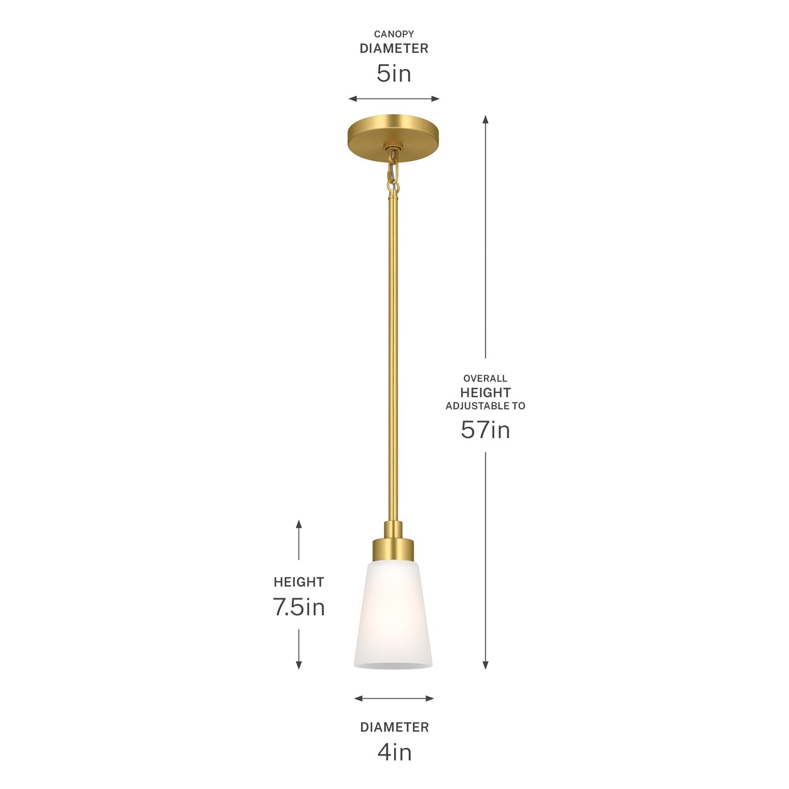 Kichler Erma 4in 1-Light Mini Pendant | Traditional Brushed Gold Steel and Clear Satin Etched Glass | Kitchen Island & Dining Room | 7.5 in H | Model 52444BG