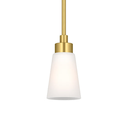 Kichler Erma 4in 1-Light Mini Pendant | Traditional Brushed Gold Steel and Clear Satin Etched Glass | Kitchen Island & Dining Room | 7.5 in H | Model 52444BG