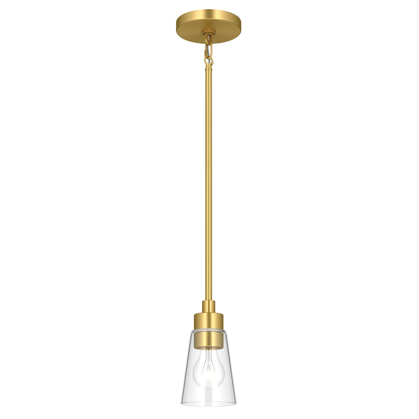 Kichler Erma 4in 1-Light Mini Pendant | Traditional Brushed Gold Steel and Clear Satin Etched Glass | Kitchen Island & Dining Room | 7.5 in H | Model 52444BGCLR