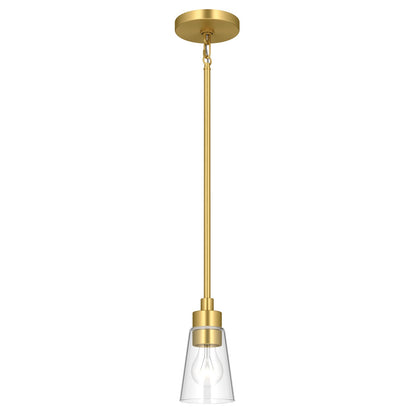 Kichler Erma 4in 1-Light Mini Pendant | Traditional Brushed Gold Steel and Clear Satin Etched Glass | Kitchen Island & Dining Room | 7.5 in H | Model 52444BGCLR
