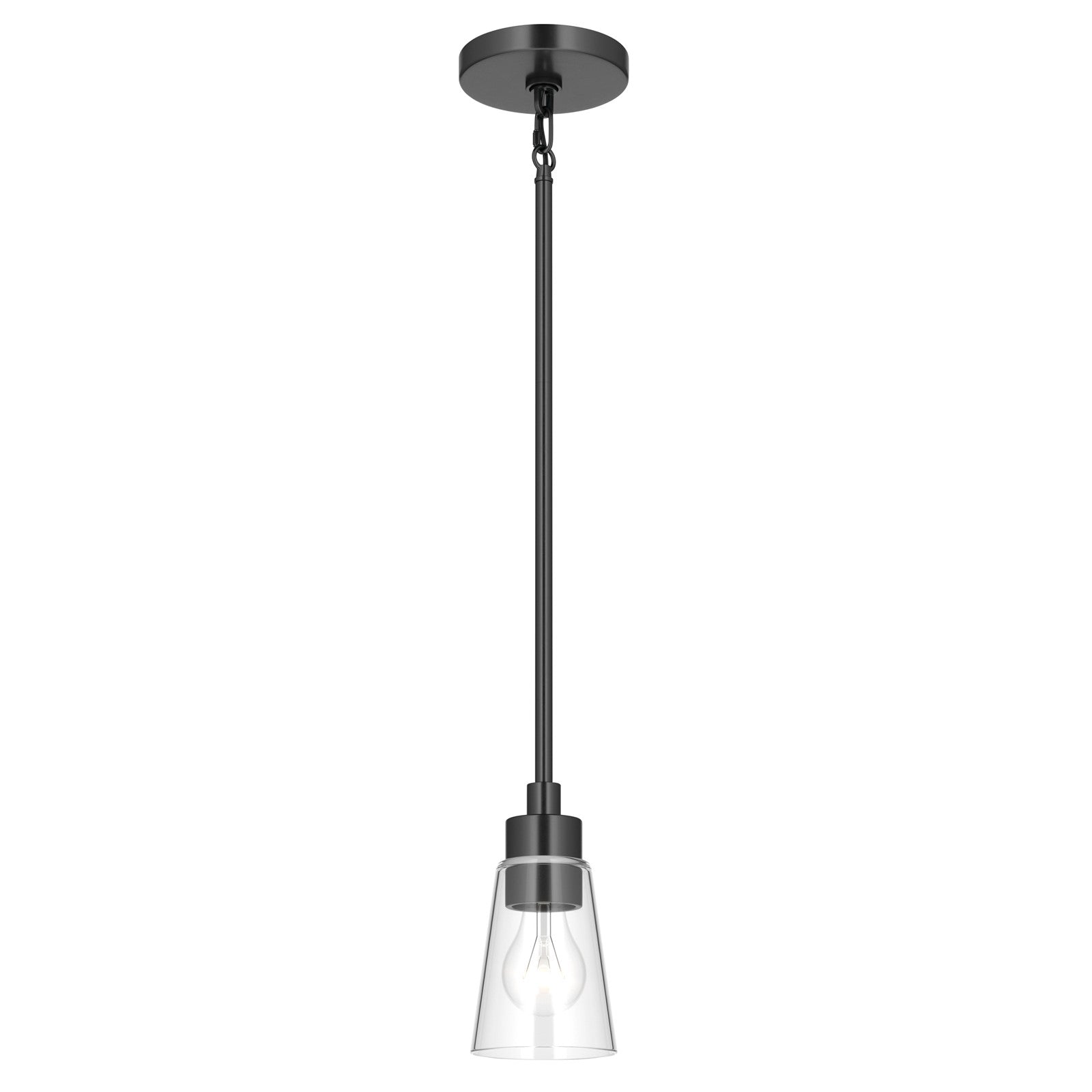 Kichler Erma 4in 1-Light Mini Pendant | Traditional Black Steel and Clear Satin Etched Glass | Kitchen Island & Dining Room | 7.5 in H | Model 52444BKCLR