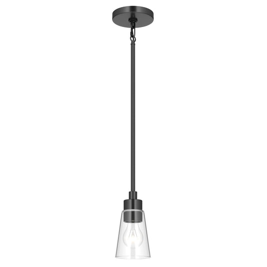 Kichler Erma 4in 1-Light Mini Pendant | Traditional Black Steel and Clear Satin Etched Glass | Kitchen Island & Dining Room | 7.5 in H | Model 52444BKCLR