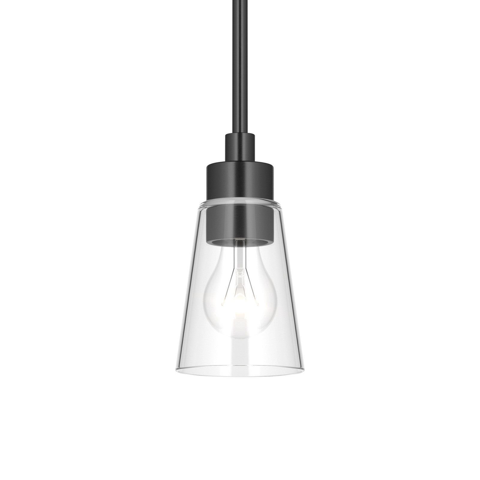 Kichler Erma 4in 1-Light Mini Pendant | Traditional Black Steel and Clear Satin Etched Glass | Kitchen Island & Dining Room | 7.5 in H | Model 52444BKCLR