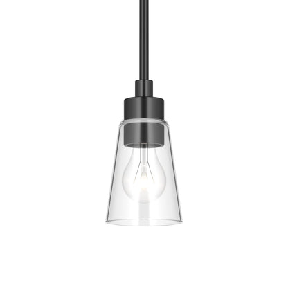 Kichler Erma 4in 1-Light Mini Pendant | Traditional Black Steel and Clear Satin Etched Glass | Kitchen Island & Dining Room | 7.5 in H | Model 52444BKCLR