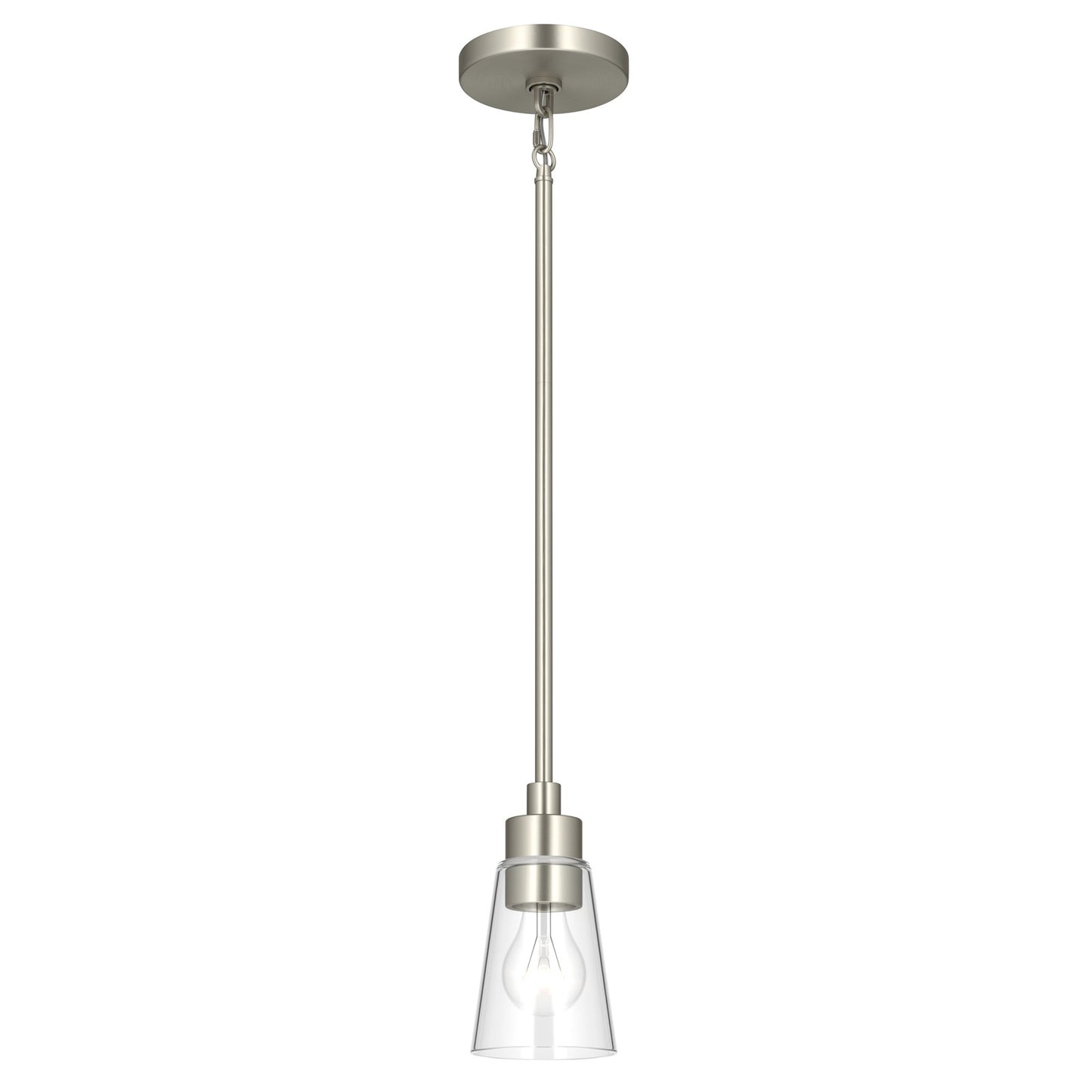 Kichler Erma 4in 1-Light Mini Pendant | Traditional Brushed Nickel Steel and Clear Satin Etched Glass | Kitchen Island & Dining Room | 7.5 in H | Model 52444NICLR