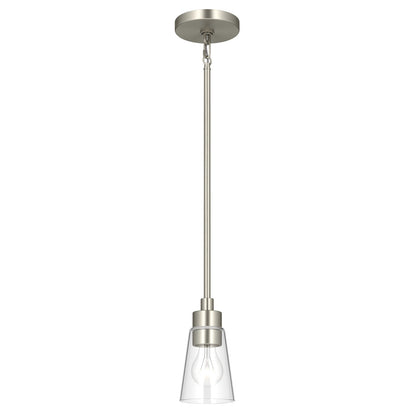 Kichler Erma 4in 1-Light Mini Pendant | Traditional Brushed Nickel Steel and Clear Satin Etched Glass | Kitchen Island & Dining Room | 7.5 in H | Model 52444NICLR
