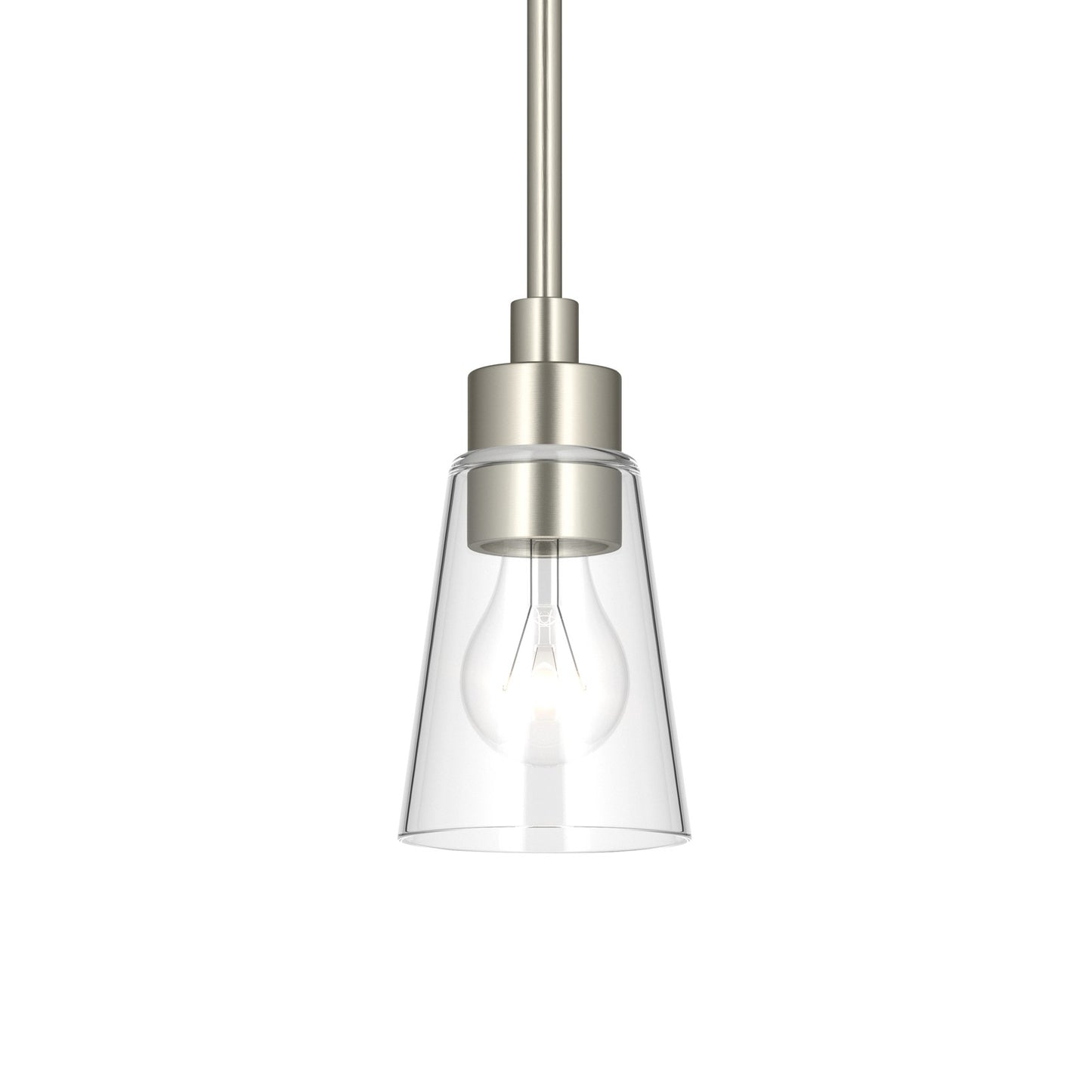 Kichler Erma 4in 1-Light Mini Pendant | Traditional Brushed Nickel Steel and Clear Satin Etched Glass | Kitchen Island & Dining Room | 7.5 in H | Model 52444NICLR