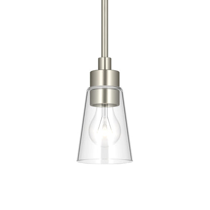 Kichler Erma 4in 1-Light Mini Pendant | Traditional Brushed Nickel Steel and Clear Satin Etched Glass | Kitchen Island & Dining Room | 7.5 in H | Model 52444NICLR