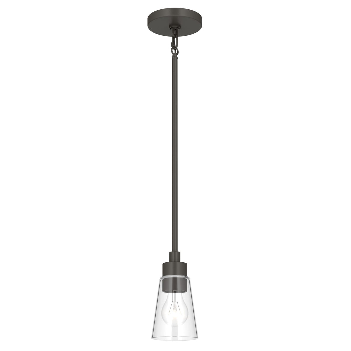 Kichler Erma 4in 1-Light Mini Pendant | Traditional Olde Bronze Steel and Clear Satin Etched Glass | Kitchen Island & Dining Room | 7.5 in H | Model 52444OZCLR