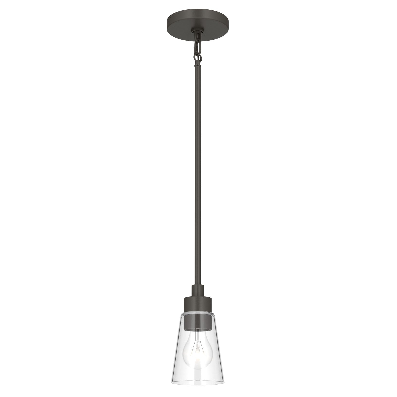 Kichler Erma 4in 1-Light Mini Pendant | Traditional Olde Bronze Steel and Clear Satin Etched Glass | Kitchen Island & Dining Room | 7.5 in H | Model 52444OZCLR