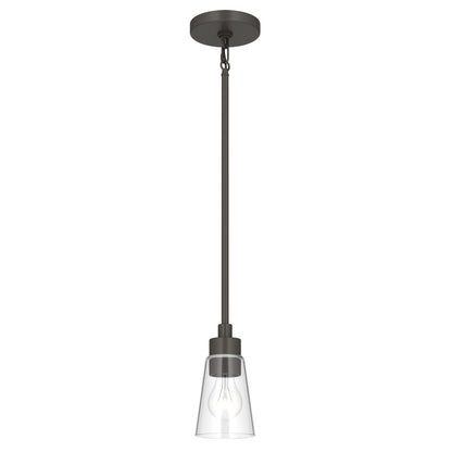 Kichler Erma 4in 1-Light Mini Pendant | Traditional Olde Bronze Steel and Clear Satin Etched Glass | Kitchen Island & Dining Room | 7.5 in H | Model 52444OZCLR