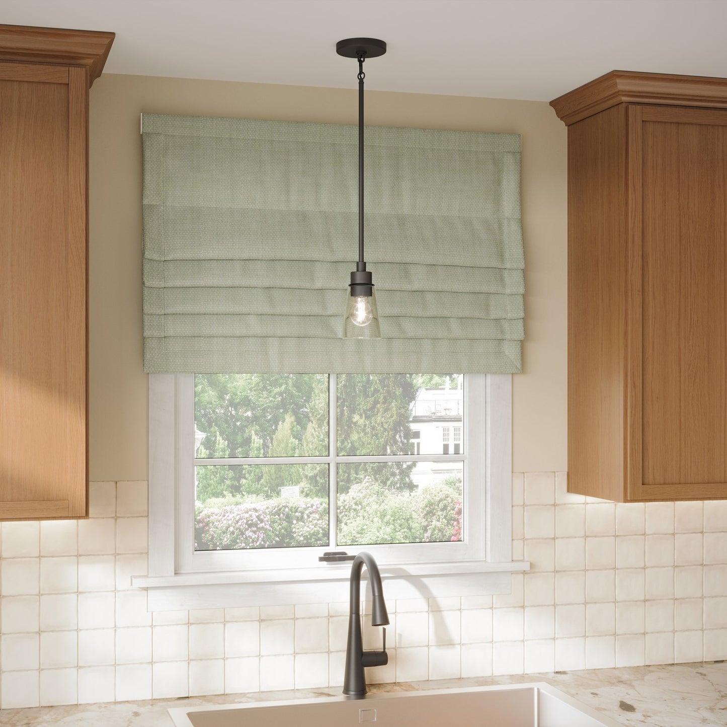 Kichler Erma 4in 1-Light Mini Pendant | Traditional Olde Bronze Steel and Clear Satin Etched Glass | Kitchen Island & Dining Room | 7.5 in H | Model 52444OZCLR