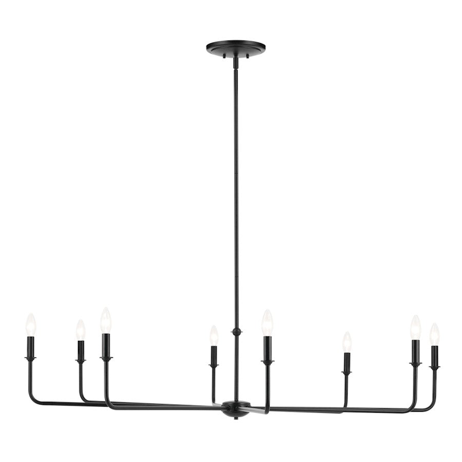 8 Light 16.75" Chandelier, Large, Black