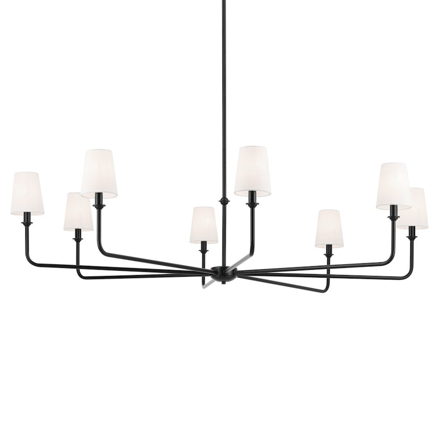 8 Light 16.75" Chandelier, Large, Black